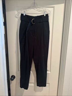 A.L.C. High-Waist Black Paperbag Trousers with D-Ring Belt